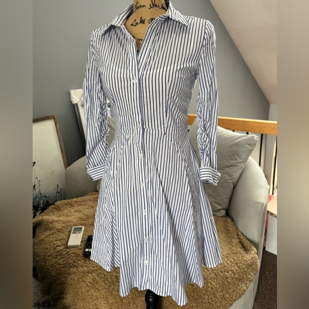 VENUS Blue and White Striped Long Sleeve Dress